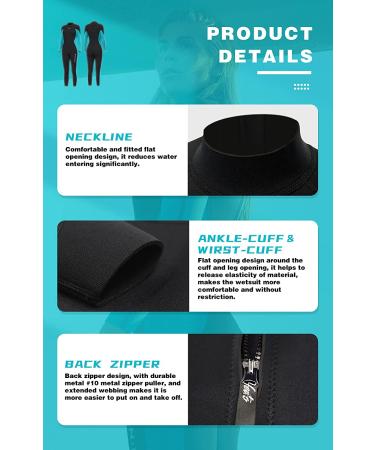 Hevto Women Wetsuit 3/2mm Neoprene Full Suit - Blue, Medium | Stay Warm in Cold Water | Ideal for Surfing, Swimming, Diving, SUP - Buy Online on GoSupps.com