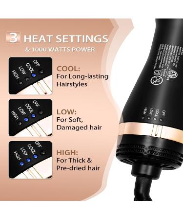 Nicebay 4-in-1 Hot Air Brush: Hair Dryer, Straightener, Curler, Volumizer - Ceramic Coating, 3 Temp Settings - Detachable Design for Travel Salon - Buy Online on GoSupps.com
