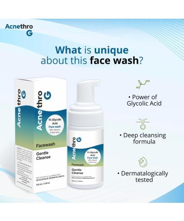 Acnethro G Gentle Cleansing Acne Foaming Face Wash with Glycolic Acid - Exfoliate & Glow - 100ml - International Shipping Available - Buy Online on GoSupps.com