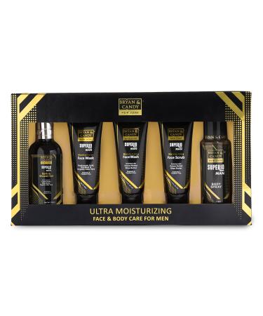 BRYAN & CANDY Superio Complete Face & Body Care Kit | Gift Set For Men | Shower Gel Face Wash Face Mask Face Scrub Fragrance Mist | 100% Vegan | Ph 5.5 Skin Friendly Black