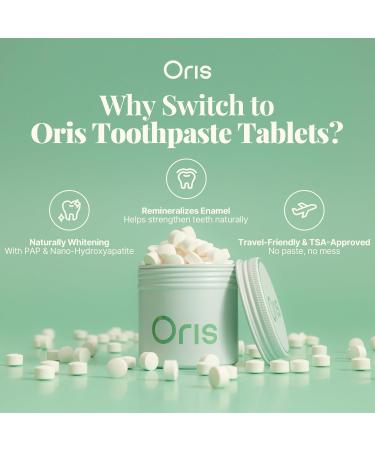 Oris Starter Bundle 1 Month Supply: Natural Toothpaste Tablets | Fluoride-Free Travel-Friendly Kid-Safe with Enamel-Strengthening Nanohydroxyapatite (62 Count (Pack of 1) Spearmint) Spearmint 62 Count (Pack of 1) - Buy Online on GoSupps.com