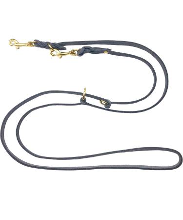 Buy Dogeleine Fat Leather Brass Leash for Small & Large Dogs - Adjustable 2m to 5m - Gray Durable Double Linen Design - Buy Online on GoSupps.com