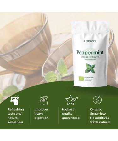 Mint Tea Loose Leaf Organic 100g (50 Cups) | Peppermint Loose Herbal Tea REPLANTEA - Buy Online on GoSupps.com