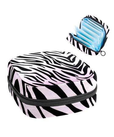 Women's bonds storage pockets still pad black and white zebra texture portable period kit pocket feminine product bag for women girls color4