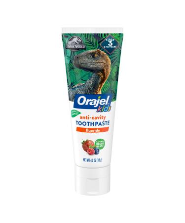 Orajel Jurassic World Anticavity Fluoride Berry Blast Flavor- Kids Toothpaste Tube, 4.2 Oz