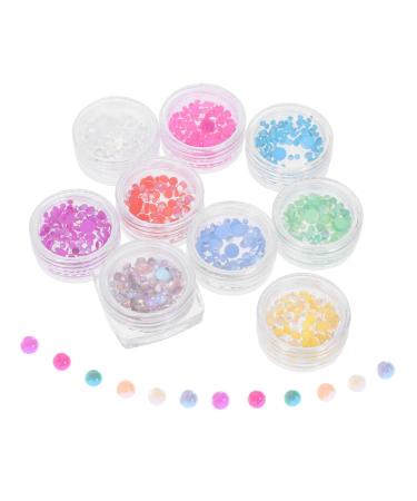POPETPOP 9 Boxes Nail Decoration Glass Jewlery Jewelry Acrylic Nail Gems Tiny Beads Nail Beads for Acrylic Nails Gems for Nails Nail Art Beads Crystal Beads Candy