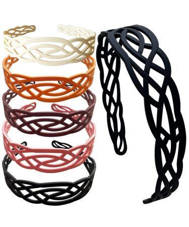 Springtime 6pcs Wide Plastic Headbands for Women Fashion Hair bands with Teeth for Girls Thick Hair Hoops Hair Accessories Model 1