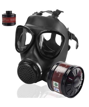 AMZYXUAN Gas Masks Survival Nuclear and Chemical Gas Mask with 40mm Activated Carbon Filter Tactical Full Face Respirator Mask for Chemicals Gases Paint Vapors Welding Black