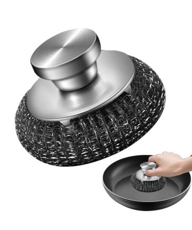 Stainless Steel Scourers Sponges Stainless Steel Scrubber Dish Brush Tile Cleaning Scrubber Brush for Cleaning Barbecue Grills Wash Sink Silver