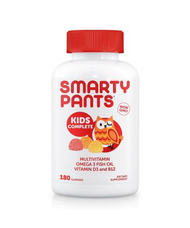 SmartyPants Kids Complete Daily Gummy Vitamins Gluten Free Multivitamin & Omega 3 Fish OilDHA/EPA Fatty Acids (180 Count)