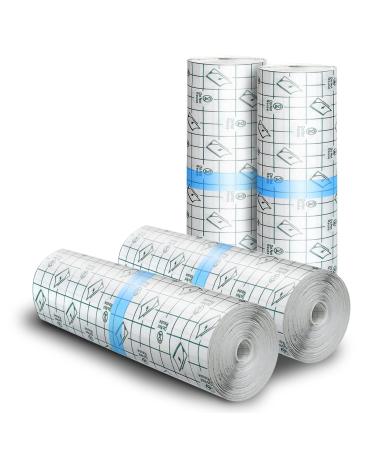 BFONS 6" x 4.4 Yard Tattoo Aftercare Waterproof Bandages Tattoo Cover Up Tape, Tattoo Supplies Care and Equipment Second Skin Protective Clear Sterile Safe Bandages 4 Rolls (Each Roll 6" x 1.1 Yard) 6in x 4.4yd