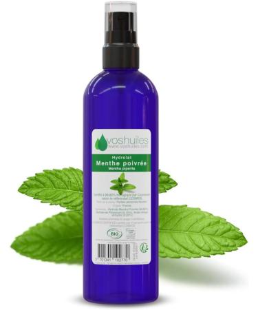 VOSHUILES - Hydrolat de Menthe Poivr e COSMOS - Eau Florale Naturelle pour Soin de la Peau - Rafra chissante et Tonifiante - Usage Quotidien - 200ml 200 ml (Lot de 1)