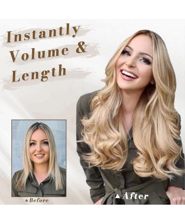 BARSDAR 5 PCs Long Wavy Clip-In Hair Extensions - Thick Natural Soft Synthetic Hair - 45 cm Beige Blonde Mix & Light Ash Blonde for Women & Girls - Buy Online on GoSupps.com