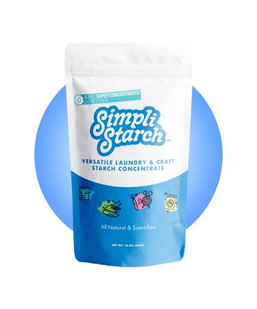 Simpli Starch 16oz Pouch - Instant Liquid Starch Concentrate - Powder Mix (1) Perfect for laundry, spray starch, ironing, quilting, crochet, slime, play dough and other fun craft projects. (1)