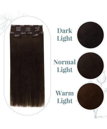 Runature Clip In Hair Extensions - 100% Remy Human Hair Darkest Brown Smooth & Straight 120g 18 Inch (45cm) - 7Pcs #2 - Buy Online on GoSupps.com