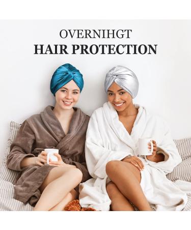 PARISBELLA Reversible Silky Satin Bonnet for Sleeping - Adjustable Sleep Cap for Women - Peacock Blue - Buy Online on GoSupps.com