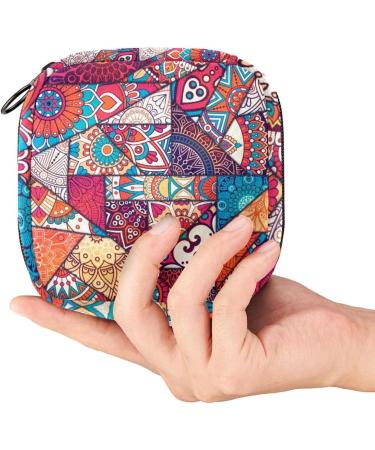 Mandala Bohemian Sanitary Napkin Storage Bag | Portable Menstrual Cup Pocket with Zipper for Teenage Girls & Women - Buy Online on GoSupps.com