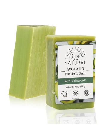 Way Natural Avocado Face Bar Soap With Goat Milk - Nourishing All Natural Face Wash Bars - Exfoliating Face Bar Soap for Women and Men - Cruelty Free Handmade Organic Soap Made in the USA - 2 Pack (3 Oz Bars)