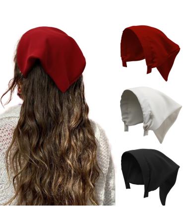 HAIMEIKANG Floral Hair Scarf Headbands for Women Boho Hair Bandanas Scarf for Women Triangle Head Kerchief Solid Color Hair Bands Vintage Head Scarf(Black+White+Wine Red) Black+White+Wine Red 3 Count (Pack of 1) - Buy Online on GoSupps.com