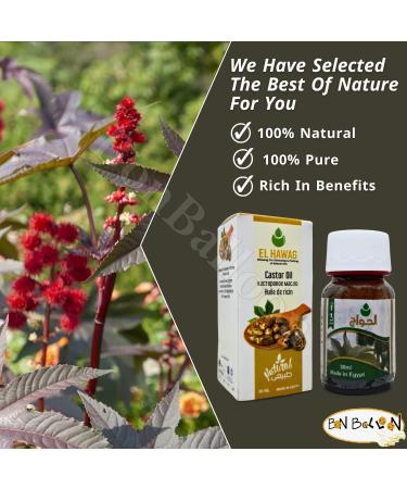 bonballoon 1 Pack El hawag Castor Oil Cold Pressed Premium Natural Pure Undiluted For Hair Skin Care Eyelashes & Eyebrows No Additives Non Gmo Kosher Halal (1 oz / 30 ml)  - Buy Online on GoSupps.com