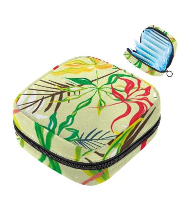 Napkin storage bag with a leaf pattern portable period bag for women teenagers girls menstrual cup pocket breastfeeding insert holder