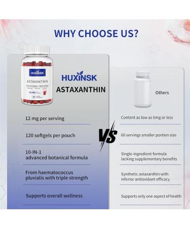 Astaxanthin 12mg Supplements 120 Softgel Max Strength Astaxanthin Antioxidant Supplements Fresh Microalgae 4 Month Supply 2 Bottles - Buy Online on GoSupps.com