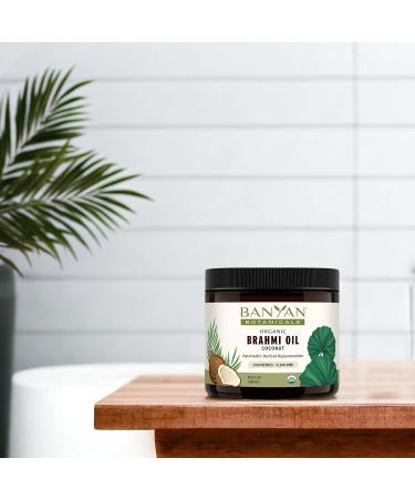 Banyan Botanicals Brahmi Oil - Organic Ayurvedic Coconut Massage Oil with Gotu Kola & Bacopa | Calming & Relaxing Non-GMO Abhyanga Oil - 14.5 oz - Buy Online on GoSupps.com