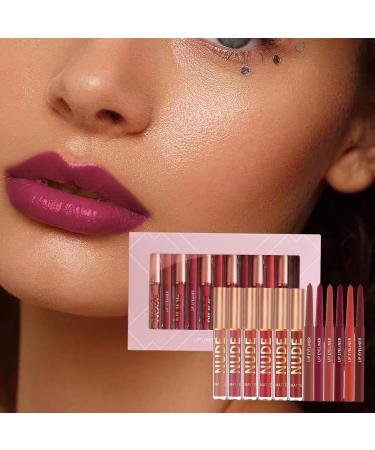  CGACCSD Lipstick and Pencil Kit | 6 Shades of Lipstick with 6 Pencils | Glossy Matte Anti-Fling | for Girls Summer Makeup Beauty Date Travel Event - Buy Online on GoSupps.com