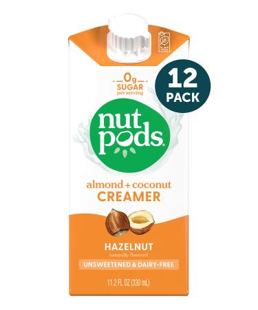 nutpods Hazelnut Creamer - Unsweetened Non Dairy Creamer Made from Almonds and Coconuts - Keto Creamer, Whole30, Gluten Free, Non-GMO, Vegan, Sugar Free, Kosher (12-Pack) 11.2 Fl Oz (Pack of 12)