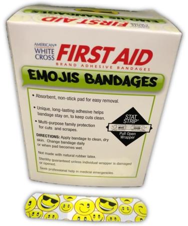 Cool Emojis Bandages - 100ct Sterile 3/4 x 3 | Shop Internationally for Fun Wound Care - Buy Online on GoSupps.com