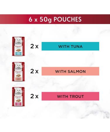 Gourmet Mon Petit Intense Tuna Salmon and Trout Adult Wet Cat Food 6x50g Pack of 8 - Buy Online on GoSupps.com