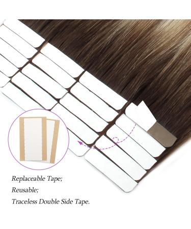 Real Hair Tape In Extensions - Double-Sided Remy Human Hair - Ash Brown Beach Blonde with Dark Brown Roots - 45 cm - Buy Online on GoSupps.com