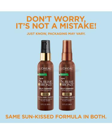 L'Oreal Paris Sublime Bronze Self-Tanning Facial Mist - Coconut Water & Vitamin E - 3 fl. Oz - Buy Online on GoSupps.com