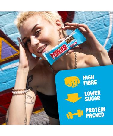 Perkier Crunchy Peanut Snack Bars (18 Pack) - Vegan, Gluten Free, High Protein & Fibre, Low Sugar, Natural Ingredients - Healthy, Lower Calorie Bars with No Palm Oil - 18 Count Pack - Buy Online on GoSupps.com