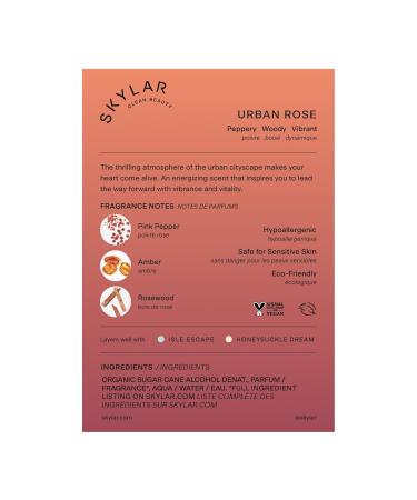 Skylar Urban Rose Eau de Parfum - Hypoallergenic & Clean Perfume for Women & Men Vegan & Safe for Sensitive Skin - Spicy Floral Perfume with Notes of Pink Pepper Amber & Rosewood - 50mL /1.7 Fl oz - Buy Online on GoSupps.com