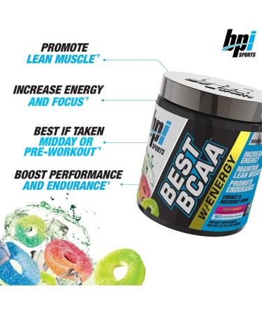 BPI Sports Best BCAA Energy Powder - Lean Muscle Building & Enhanced Performance - Sour Candy Flavor - 25 Servings, 8.8 oz - Buy Online on GoSupps.com