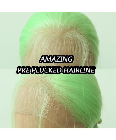 Light Green Synthetic Lace Front Wig - Long Straight Heat Resistant Fiber Hair - Pre Plucked Natural Hairline - for Cosplay and Daily Wear - Buy Online on GoSupps.com