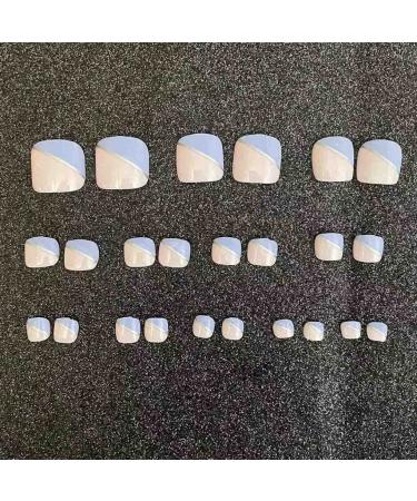 Carufin 24 Piece Crystal Square Press-On Short Toenails - Acrylic Artificial Nails for Women & Girls - Buy Online on GoSupps.com