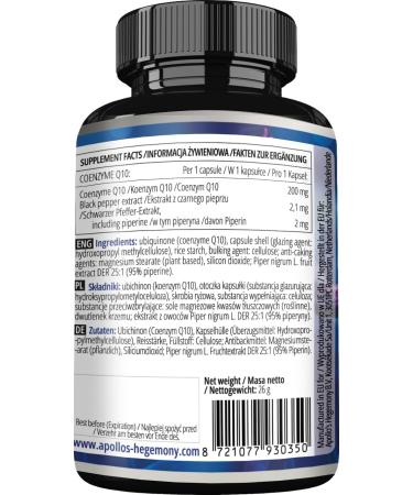 Buy Apollo's Hegemony Coenzyme Q10 200mg - 60 Vegan Capsules | Enhance Energy & Antioxidant Protection - International Shipping Available - Buy Online on GoSupps.com