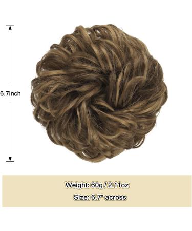 Sofeiyan Messy Bun Hair Piece Plus Size Synthetic Curly Updo Chignon - L-Light Ash Brown Mixed Golden Brown | Hairpiece Extensions for Women & Girls - Buy Online on GoSupps.com