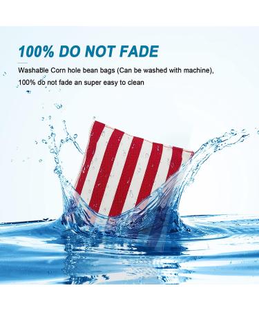 Cornhole Bags Set of 8 - All-Weather Resistant Professional Bean Bags for Tossing Game - Stars/Stripes Design - Includes Tote Bag - Regulation Size - Buy Online on GoSupps.com