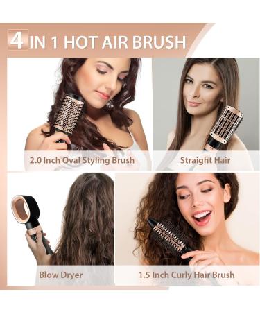 Nicebay 4-in-1 Hot Air Brush: Hair Dryer, Straightener, Curler, Volumizer - Ceramic Coating, 3 Temp Settings - Detachable Design for Travel Salon - Buy Online on GoSupps.com