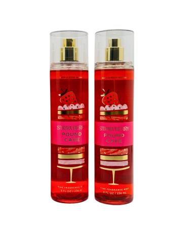 Bath & Body Works Fragrance Mist Gift Set of 2 8oz Each (Strawberry Pound Cake)