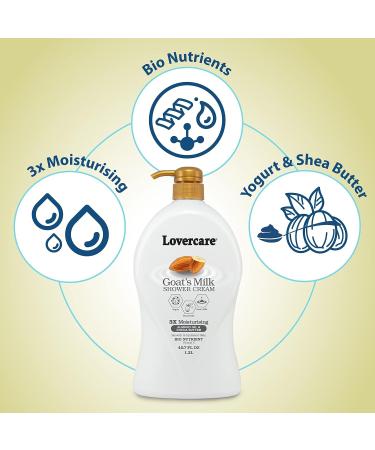Lover's Care Goat's Milk Shower Cream - 3x Moisturizing with Almond Oil and Cocoa Butter - Buy Online on GoSupps.com