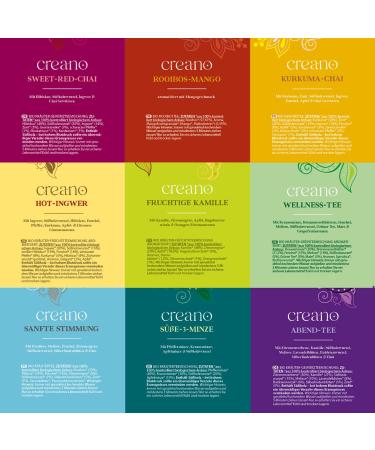 Creano Organic Herbal Tea Gift Set - 45 Tea Bags in 9 Varieties - Perfect Gift for Tea Lovers - Organic Quality - 2022 Edition - Buy Online on GoSupps.com