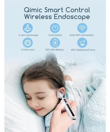 Qimic Wireless Ear Wax Remover 1080P FHD Camera Kit - Visual Otoscope for Adults, Kids & Pets (White) - Buy Online on GoSupps.com