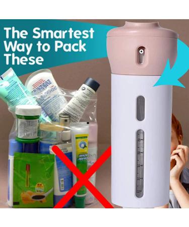 CHIVENIDO 4 in 1 Travel Dispenser Shower Bottles - 2 Pack Refillable Lotion Shampoo Gel Bottles (Pink+Gray) - Buy Online on GoSupps.com