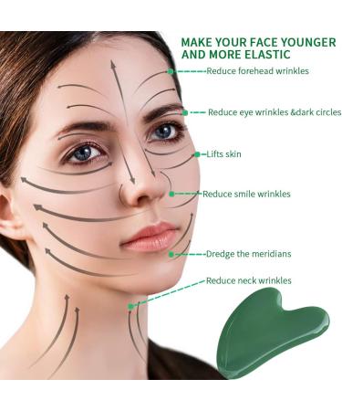 Heart-Shaped Guasha Tool for Wrinkle Reduction - Green Massage Stone for Adults | Dark Green Roller Board - Buy Online on GoSupps.com