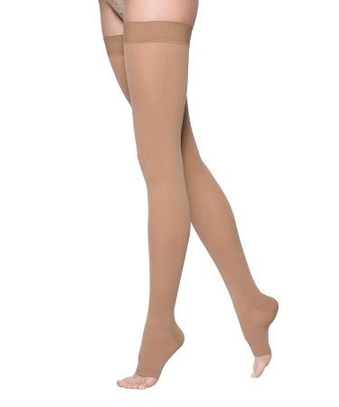 Sigvaris Essential 862 Opaque Open Toe Thigh w/Grip Band - 20-30 mmHg Long Crispa LL Long 862NLLO66 Tall Light Beige (Crispa) L (Pack of 1)