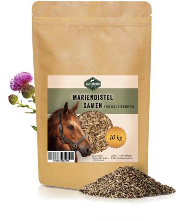 Martenbrown Maria -thistula seeds 10 kg for horses dogs & cats - whole distor of the Maria thistle seeds without additives - 100% natural product 10 kg (1 Pack)